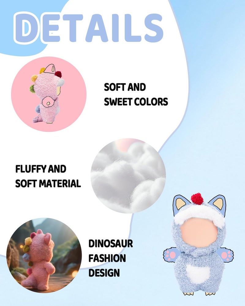VVQUI 17cm (6.7inch) Doll Clothes, Outfits for Clothes Set, Dino Dolls Keychain Accessories, Faking Animal Style Outfit Jumpsuit Dinosaur Costume for Dolls (Black) (Doll Not Included) - Image 4